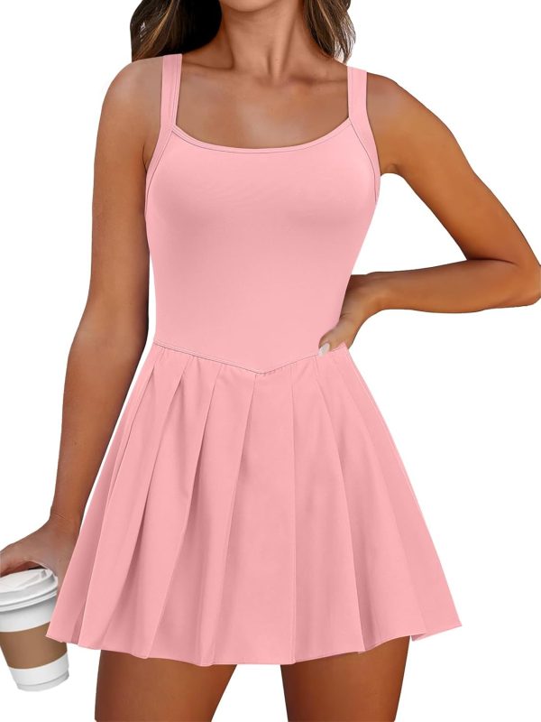 ANRABESS Women's Tennis Athletic Pleated Summer Mini Dress 2025 Golf Workout Build in Shorts Casual Romper Short Sundress - Image 129