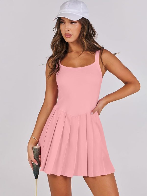 ANRABESS Women's Tennis Athletic Pleated Summer Mini Dress 2025 Golf Workout Build in Shorts Casual Romper Short Sundress - Image 136