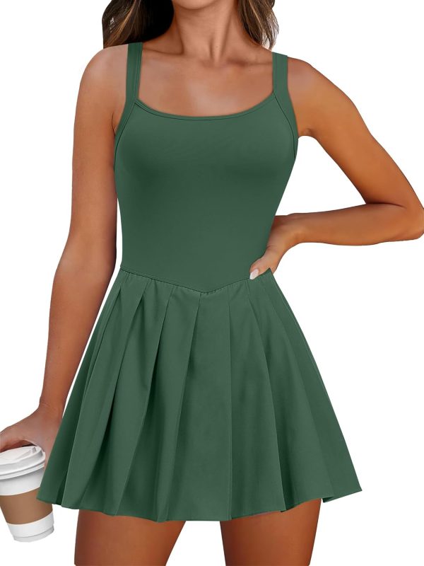 ANRABESS Women's Tennis Athletic Pleated Summer Mini Dress 2025 Golf Workout Build in Shorts Casual Romper Short Sundress - Image 137