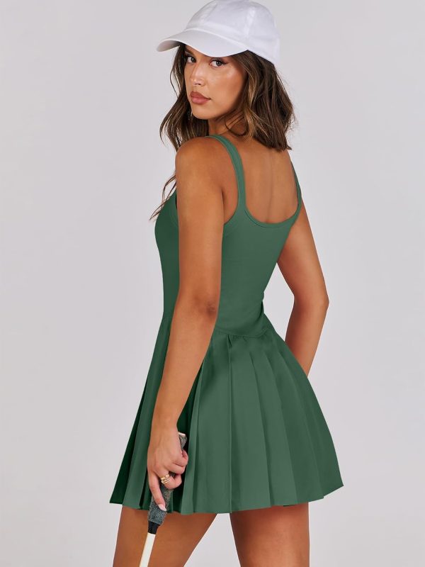 ANRABESS Women's Tennis Athletic Pleated Summer Mini Dress 2025 Golf Workout Build in Shorts Casual Romper Short Sundress - Image 140