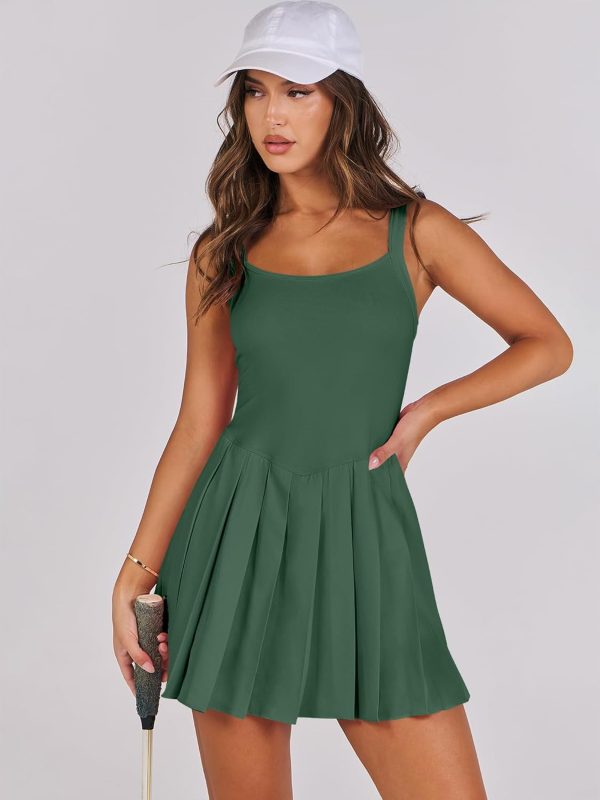 ANRABESS Women's Tennis Athletic Pleated Summer Mini Dress 2025 Golf Workout Build in Shorts Casual Romper Short Sundress - Image 144