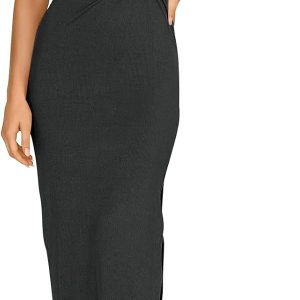 ANRABESS Women Summer One Shoulder Sleeveless Maxi Dress Cutout Sexy Bodycon Semi Formal Dinner Date Vacation Dresses