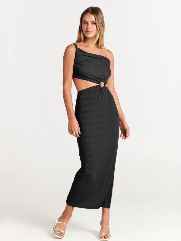 ANRABESS Women Summer One Shoulder Sleeveless Maxi Dress Cutout Sexy Bodycon Semi Formal Dinner Date Vacation Dresses - Image 7