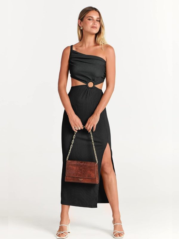 ANRABESS Women Summer One Shoulder Sleeveless Maxi Dress Cutout Sexy Bodycon Semi Formal Dinner Date Vacation Dresses - Image 8
