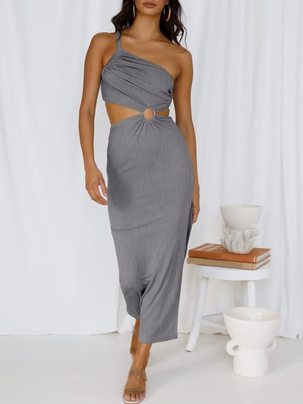 ANRABESS Women Summer One Shoulder Sleeveless Maxi Dress Cutout Sexy Bodycon Semi Formal Dinner Date Vacation Dresses - Image 13