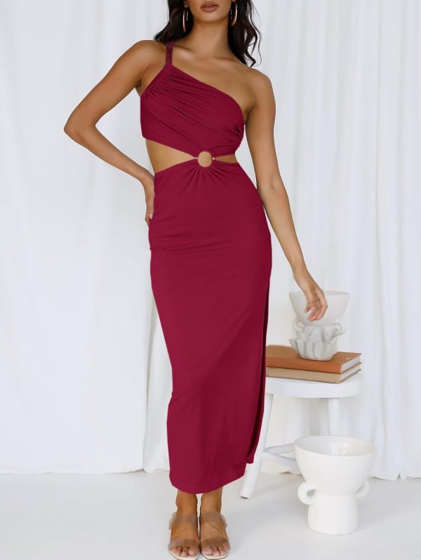 ANRABESS Women Summer One Shoulder Sleeveless Maxi Dress Cutout Sexy Bodycon Semi Formal Dinner Date Vacation Dresses - Image 20