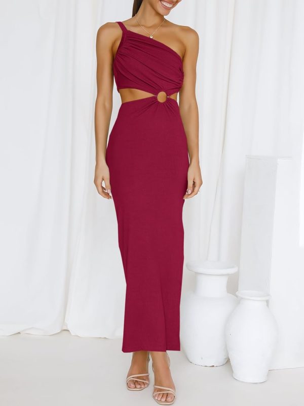ANRABESS Women Summer One Shoulder Sleeveless Maxi Dress Cutout Sexy Bodycon Semi Formal Dinner Date Vacation Dresses - Image 21