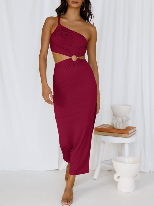 ANRABESS Women Summer One Shoulder Sleeveless Maxi Dress Cutout Sexy Bodycon Semi Formal Dinner Date Vacation Dresses - Image 22