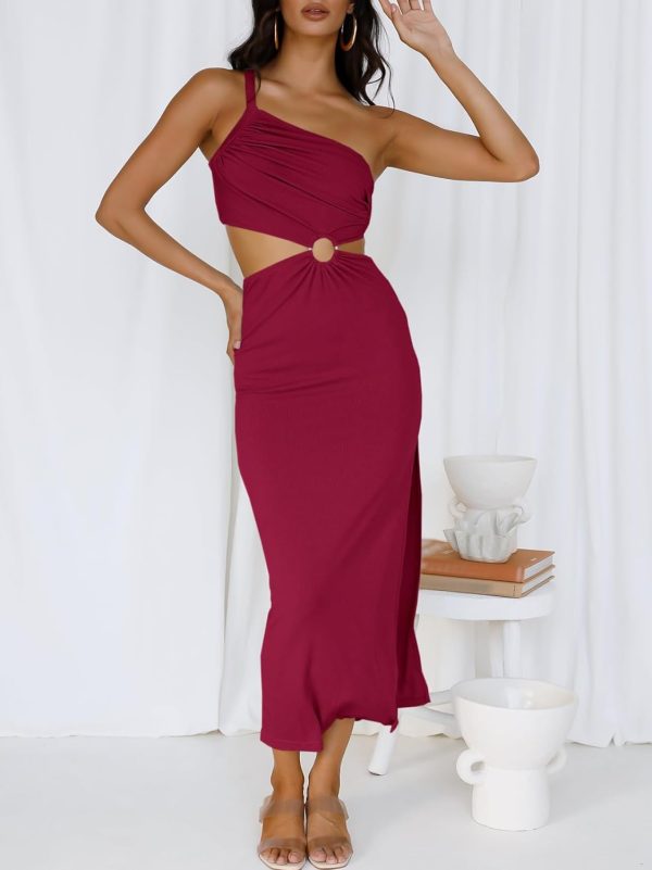 ANRABESS Women Summer One Shoulder Sleeveless Maxi Dress Cutout Sexy Bodycon Semi Formal Dinner Date Vacation Dresses - Image 23