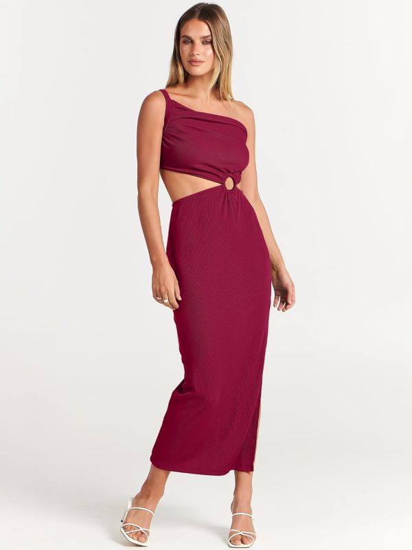 ANRABESS Women Summer One Shoulder Sleeveless Maxi Dress Cutout Sexy Bodycon Semi Formal Dinner Date Vacation Dresses - Image 25