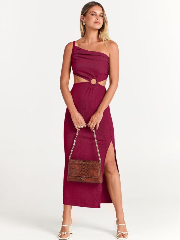 ANRABESS Women Summer One Shoulder Sleeveless Maxi Dress Cutout Sexy Bodycon Semi Formal Dinner Date Vacation Dresses - Image 26