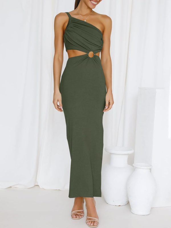 ANRABESS Women Summer One Shoulder Sleeveless Maxi Dress Cutout Sexy Bodycon Semi Formal Dinner Date Vacation Dresses - Image 39