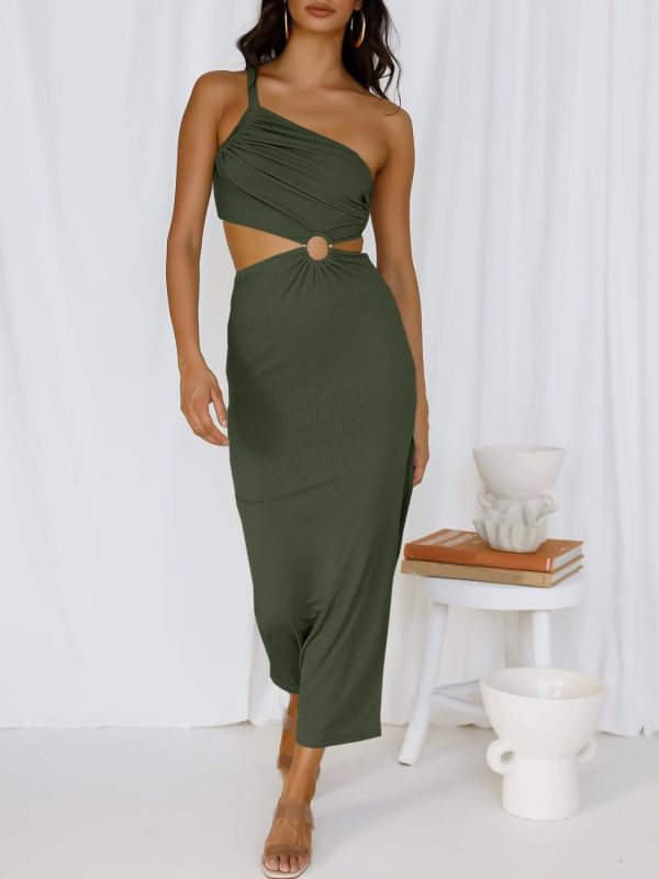 ANRABESS Women Summer One Shoulder Sleeveless Maxi Dress Cutout Sexy Bodycon Semi Formal Dinner Date Vacation Dresses - Image 40