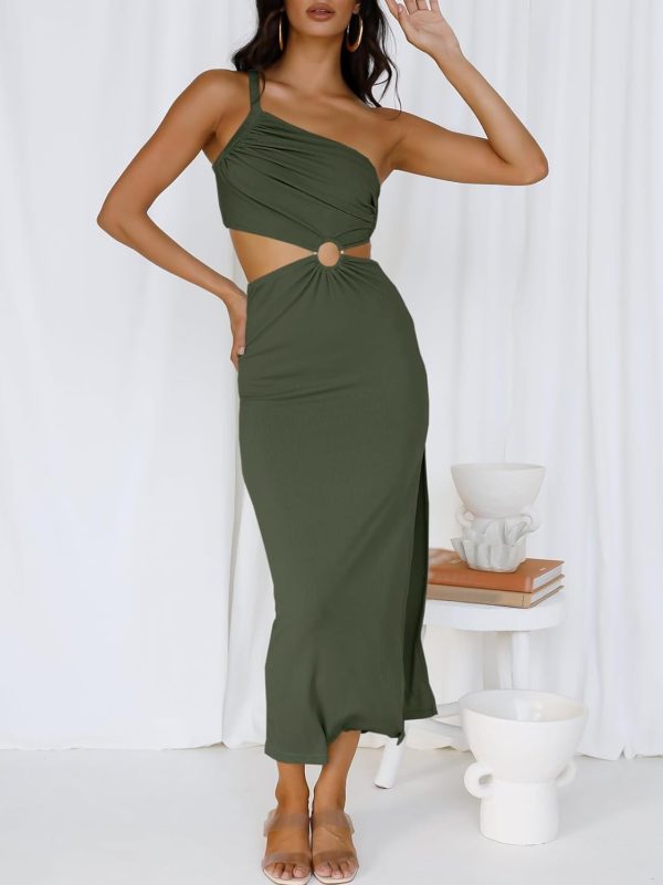 ANRABESS Women Summer One Shoulder Sleeveless Maxi Dress Cutout Sexy Bodycon Semi Formal Dinner Date Vacation Dresses - Image 41