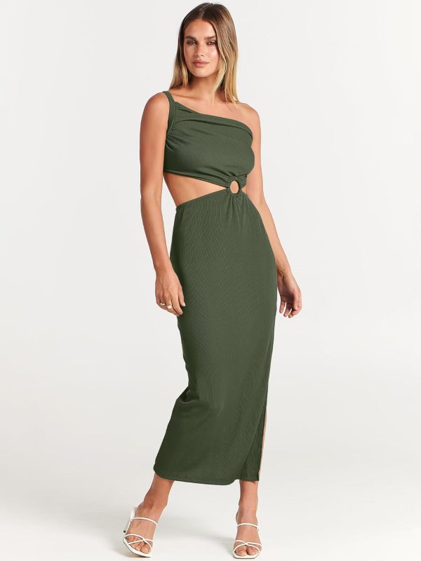 ANRABESS Women Summer One Shoulder Sleeveless Maxi Dress Cutout Sexy Bodycon Semi Formal Dinner Date Vacation Dresses - Image 43