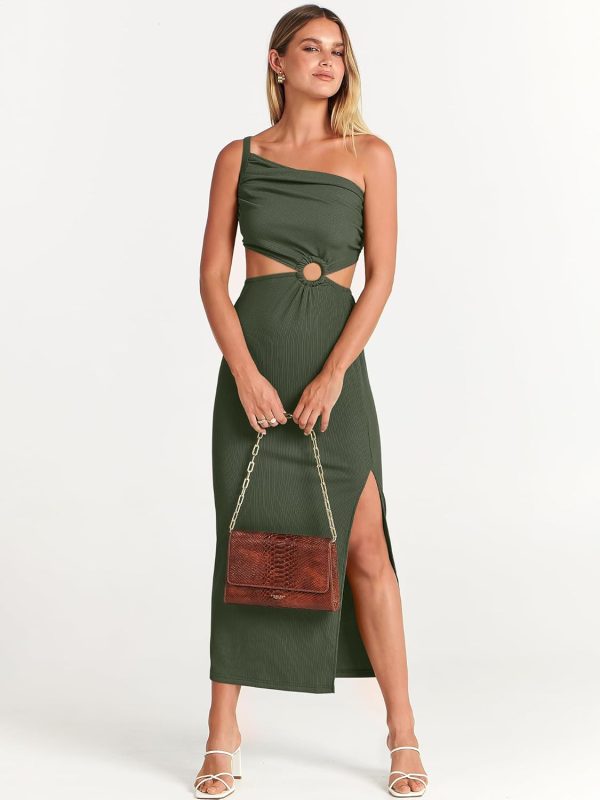 ANRABESS Women Summer One Shoulder Sleeveless Maxi Dress Cutout Sexy Bodycon Semi Formal Dinner Date Vacation Dresses - Image 44