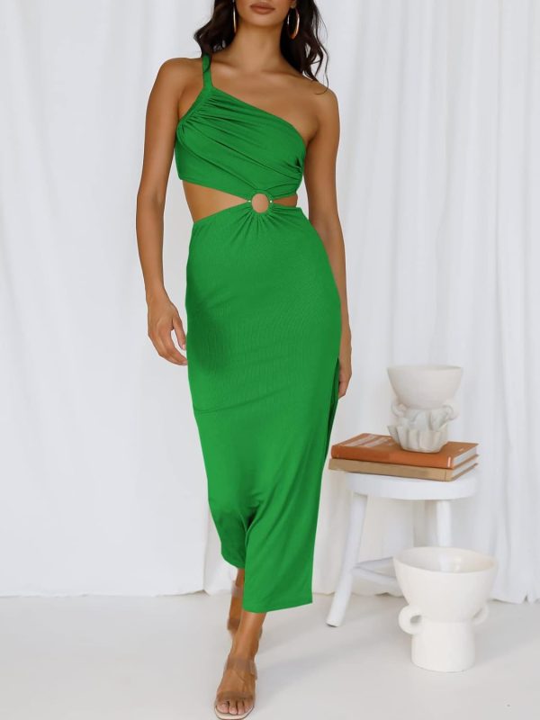 ANRABESS Women Summer One Shoulder Sleeveless Maxi Dress Cutout Sexy Bodycon Semi Formal Dinner Date Vacation Dresses - Image 49