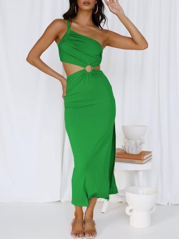 ANRABESS Women Summer One Shoulder Sleeveless Maxi Dress Cutout Sexy Bodycon Semi Formal Dinner Date Vacation Dresses - Image 50