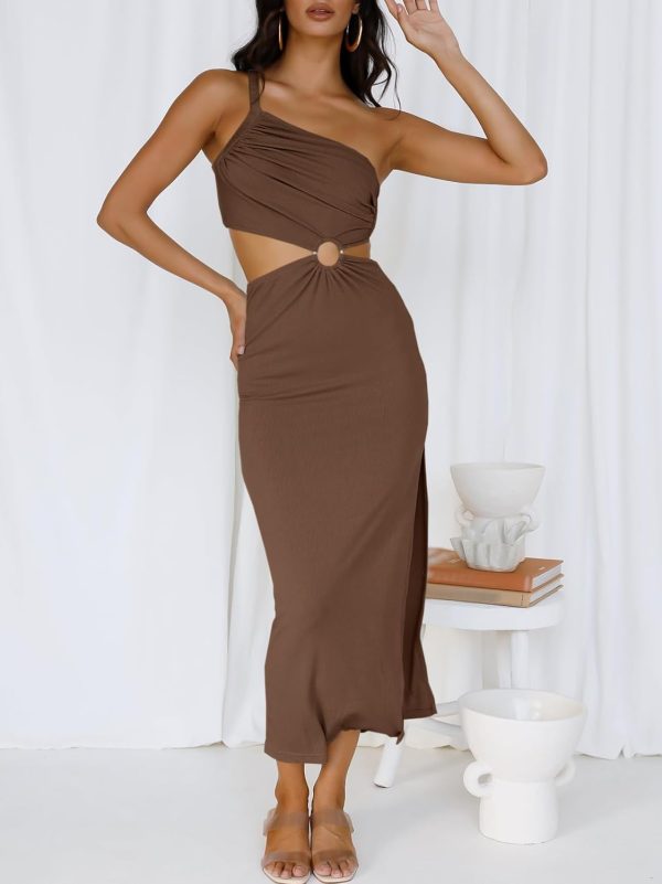 ANRABESS Women Summer One Shoulder Sleeveless Maxi Dress Cutout Sexy Bodycon Semi Formal Dinner Date Vacation Dresses - Image 59