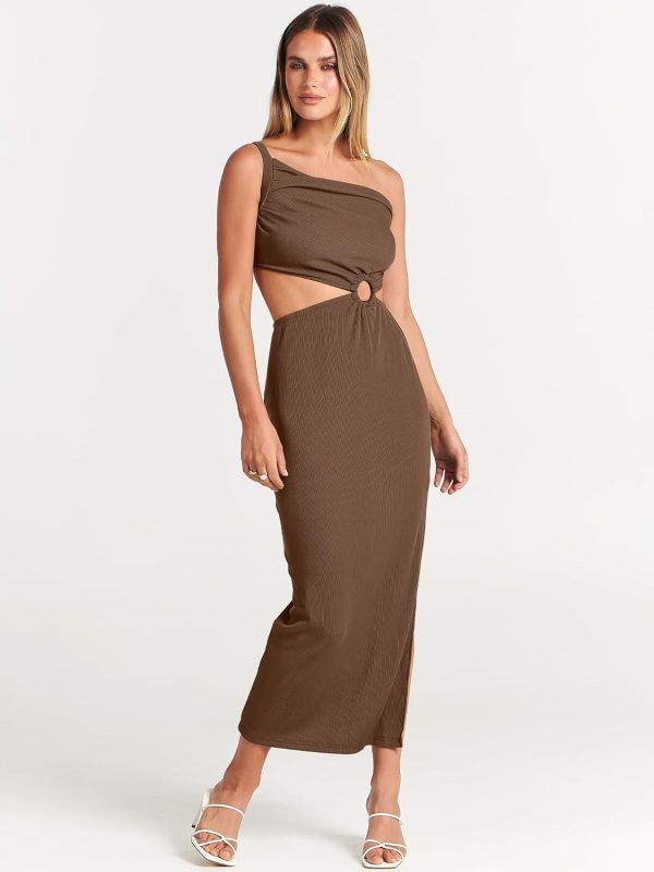 ANRABESS Women Summer One Shoulder Sleeveless Maxi Dress Cutout Sexy Bodycon Semi Formal Dinner Date Vacation Dresses - Image 61