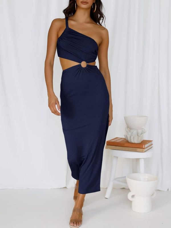 ANRABESS Women Summer One Shoulder Sleeveless Maxi Dress Cutout Sexy Bodycon Semi Formal Dinner Date Vacation Dresses - Image 67