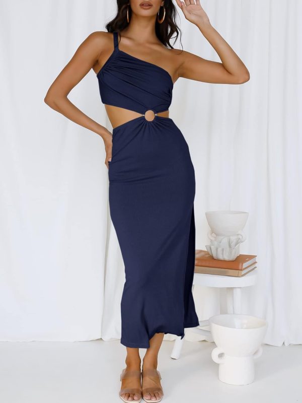 ANRABESS Women Summer One Shoulder Sleeveless Maxi Dress Cutout Sexy Bodycon Semi Formal Dinner Date Vacation Dresses - Image 68
