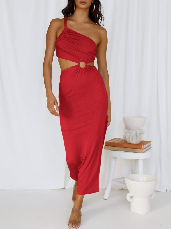 ANRABESS Women Summer One Shoulder Sleeveless Maxi Dress Cutout Sexy Bodycon Semi Formal Dinner Date Vacation Dresses - Image 76