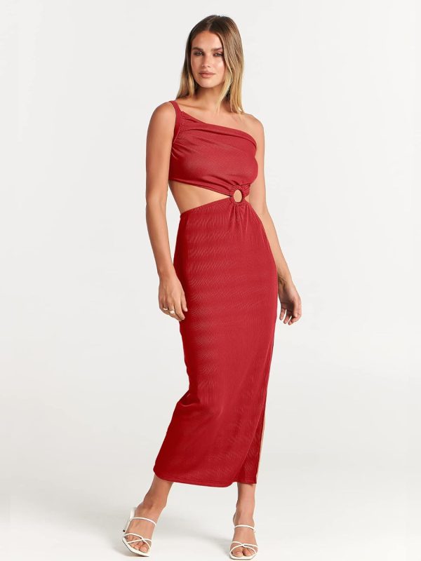 ANRABESS Women Summer One Shoulder Sleeveless Maxi Dress Cutout Sexy Bodycon Semi Formal Dinner Date Vacation Dresses - Image 79