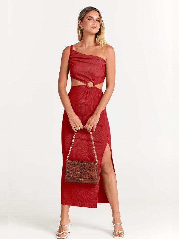 ANRABESS Women Summer One Shoulder Sleeveless Maxi Dress Cutout Sexy Bodycon Semi Formal Dinner Date Vacation Dresses - Image 80