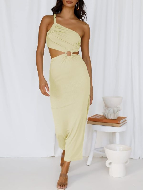 ANRABESS Women Summer One Shoulder Sleeveless Maxi Dress Cutout Sexy Bodycon Semi Formal Dinner Date Vacation Dresses - Image 85