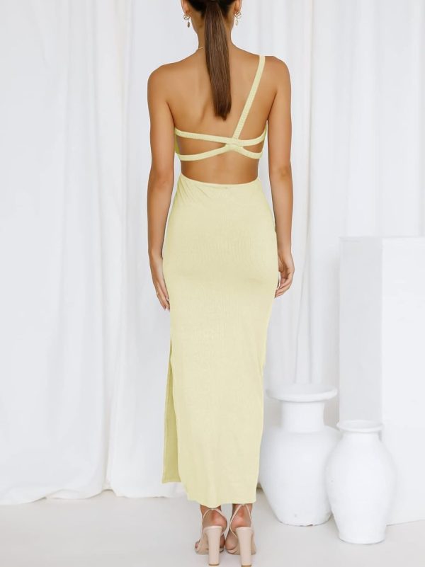 ANRABESS Women Summer One Shoulder Sleeveless Maxi Dress Cutout Sexy Bodycon Semi Formal Dinner Date Vacation Dresses - Image 87
