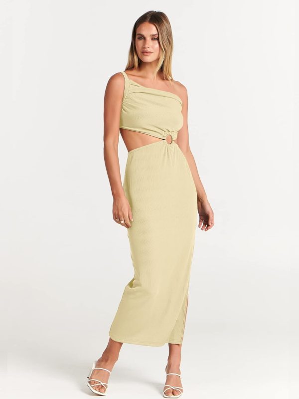 ANRABESS Women Summer One Shoulder Sleeveless Maxi Dress Cutout Sexy Bodycon Semi Formal Dinner Date Vacation Dresses - Image 88