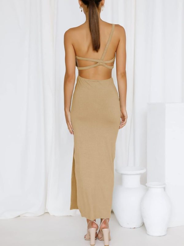 ANRABESS Women Summer One Shoulder Sleeveless Maxi Dress Cutout Sexy Bodycon Semi Formal Dinner Date Vacation Dresses - Image 96