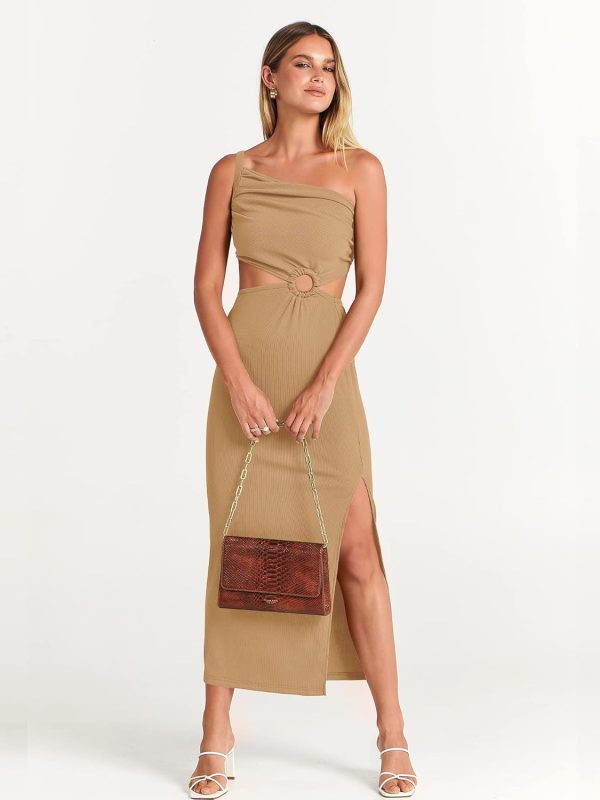 ANRABESS Women Summer One Shoulder Sleeveless Maxi Dress Cutout Sexy Bodycon Semi Formal Dinner Date Vacation Dresses - Image 98
