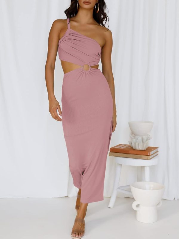 ANRABESS Women Summer One Shoulder Sleeveless Maxi Dress Cutout Sexy Bodycon Semi Formal Dinner Date Vacation Dresses - Image 103