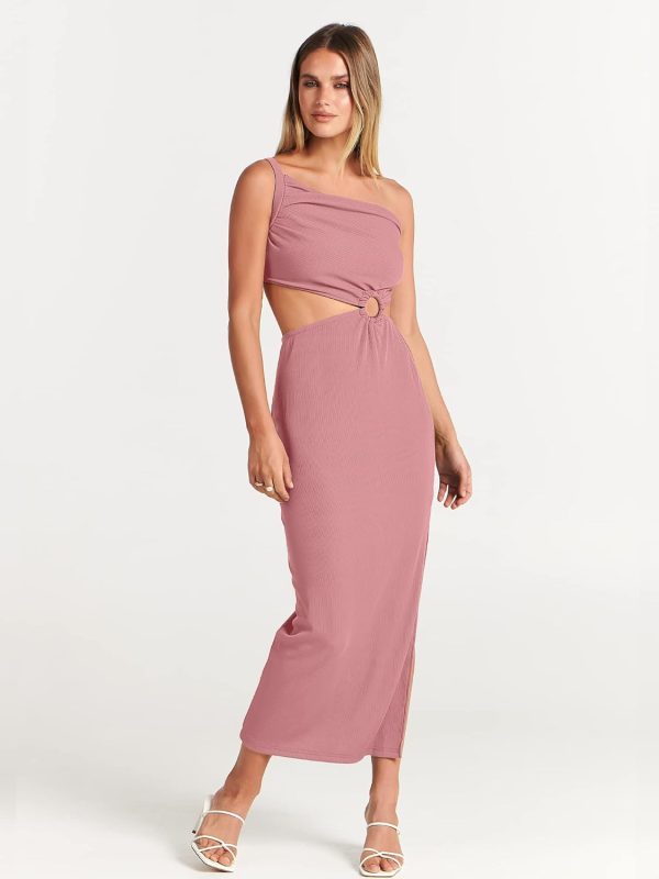 ANRABESS Women Summer One Shoulder Sleeveless Maxi Dress Cutout Sexy Bodycon Semi Formal Dinner Date Vacation Dresses - Image 106
