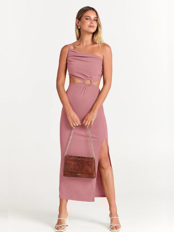 ANRABESS Women Summer One Shoulder Sleeveless Maxi Dress Cutout Sexy Bodycon Semi Formal Dinner Date Vacation Dresses - Image 107