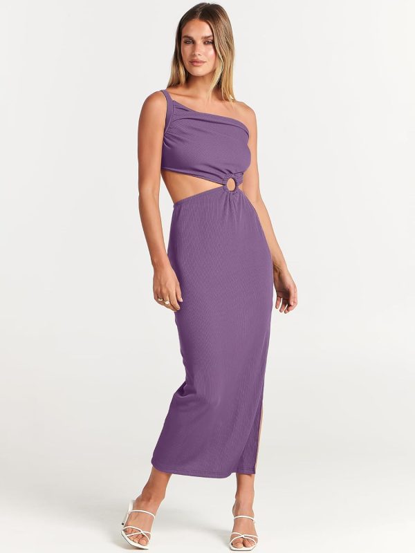 ANRABESS Women Summer One Shoulder Sleeveless Maxi Dress Cutout Sexy Bodycon Semi Formal Dinner Date Vacation Dresses - Image 115