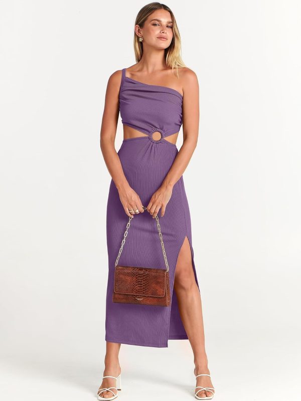 ANRABESS Women Summer One Shoulder Sleeveless Maxi Dress Cutout Sexy Bodycon Semi Formal Dinner Date Vacation Dresses - Image 116