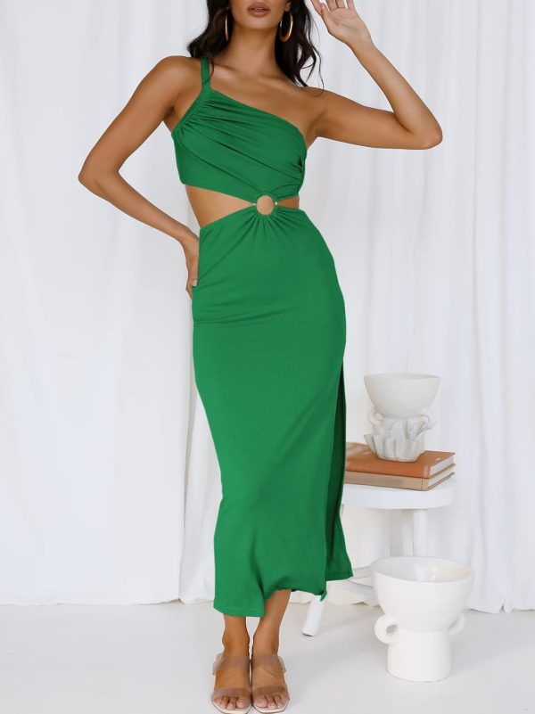 ANRABESS Women Summer One Shoulder Sleeveless Maxi Dress Cutout Sexy Bodycon Semi Formal Dinner Date Vacation Dresses - Image 131