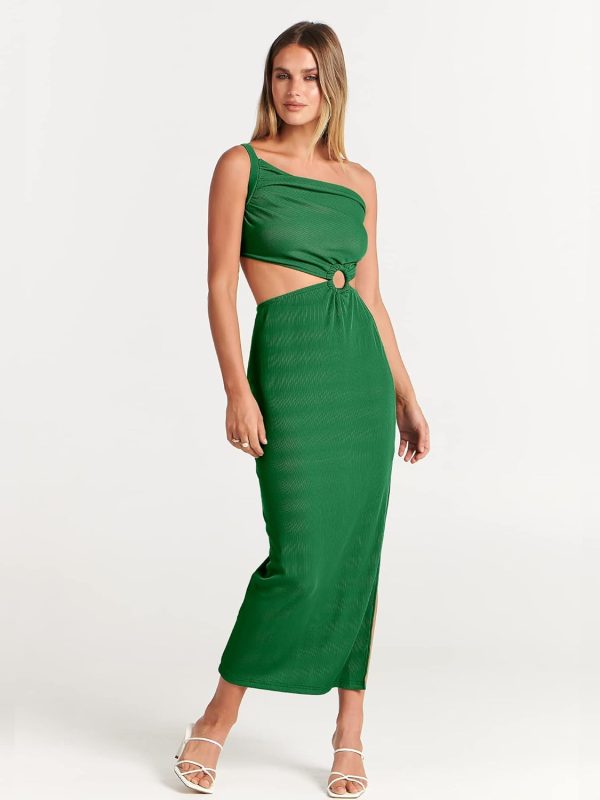 ANRABESS Women Summer One Shoulder Sleeveless Maxi Dress Cutout Sexy Bodycon Semi Formal Dinner Date Vacation Dresses - Image 133