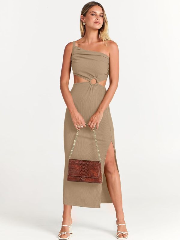 ANRABESS Women Summer One Shoulder Sleeveless Maxi Dress Cutout Sexy Bodycon Semi Formal Dinner Date Vacation Dresses - Image 143