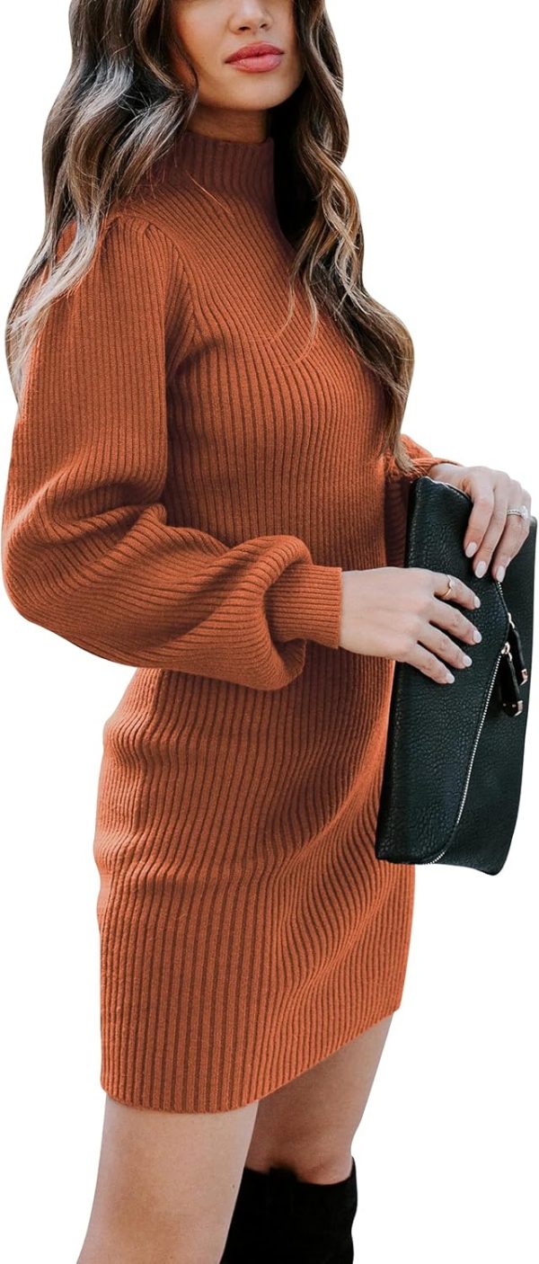 ANRABESS Women Long Sleeve Turtle Mock Neck Rib Knit Stretch Slim Fitted Bodycon Sweater Mini Short Dress 2024 Fall Outfits - Image 19