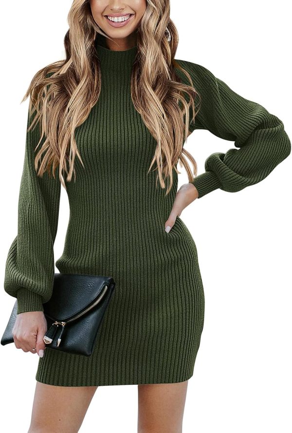 ANRABESS Women Long Sleeve Turtle Mock Neck Rib Knit Stretch Slim Fitted Bodycon Sweater Mini Short Dress 2024 Fall Outfits - Image 24